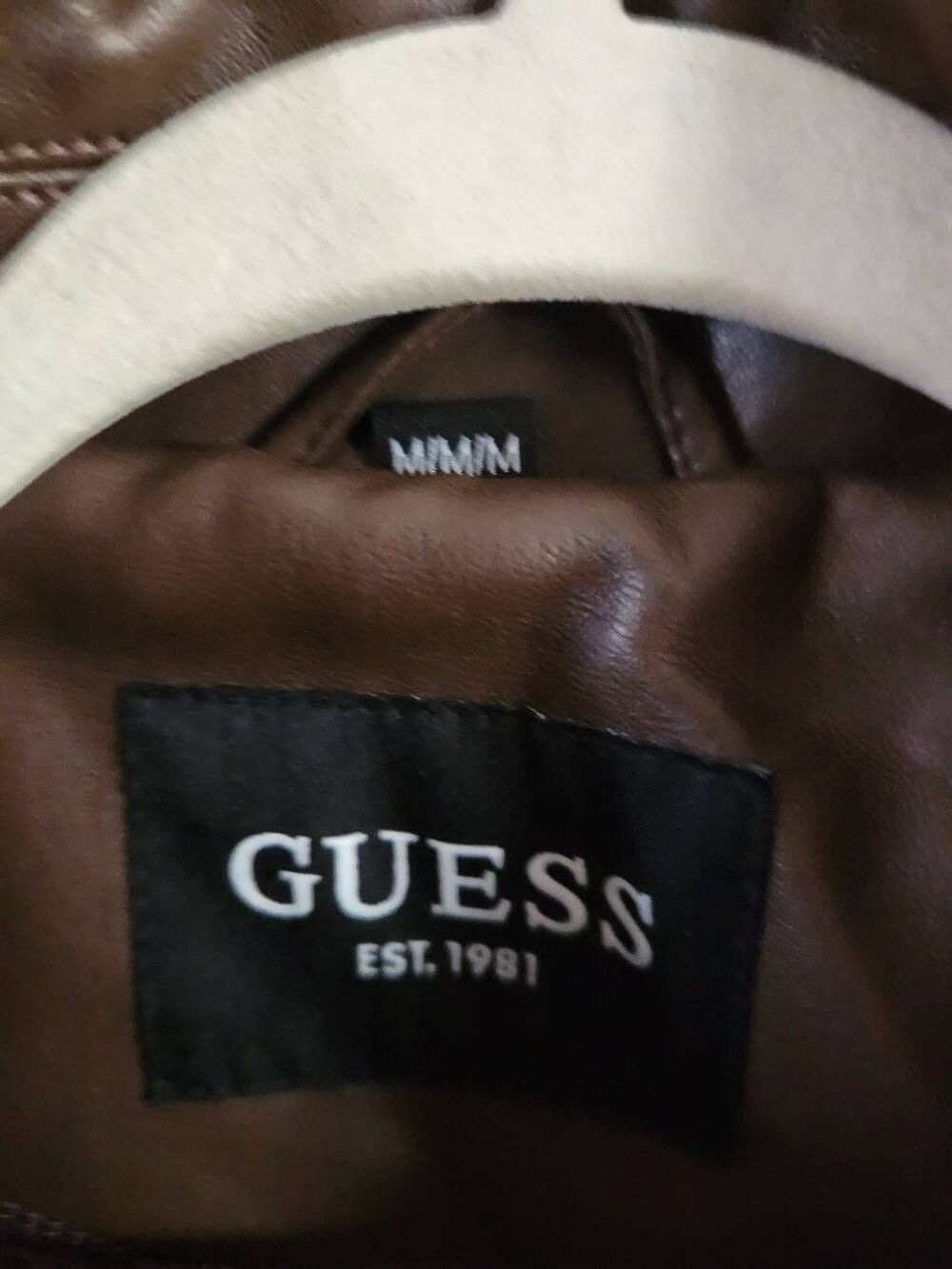 Guess Medium Faux Leather Belted Trench Coat in chocolate brown (R) - Picture 6 of 11